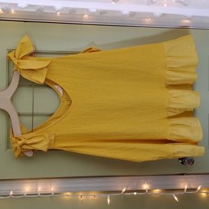 Women's Terra & Sky 👙 Bikini Cover-up Marigold Bow Shoulder Ruffle Hem